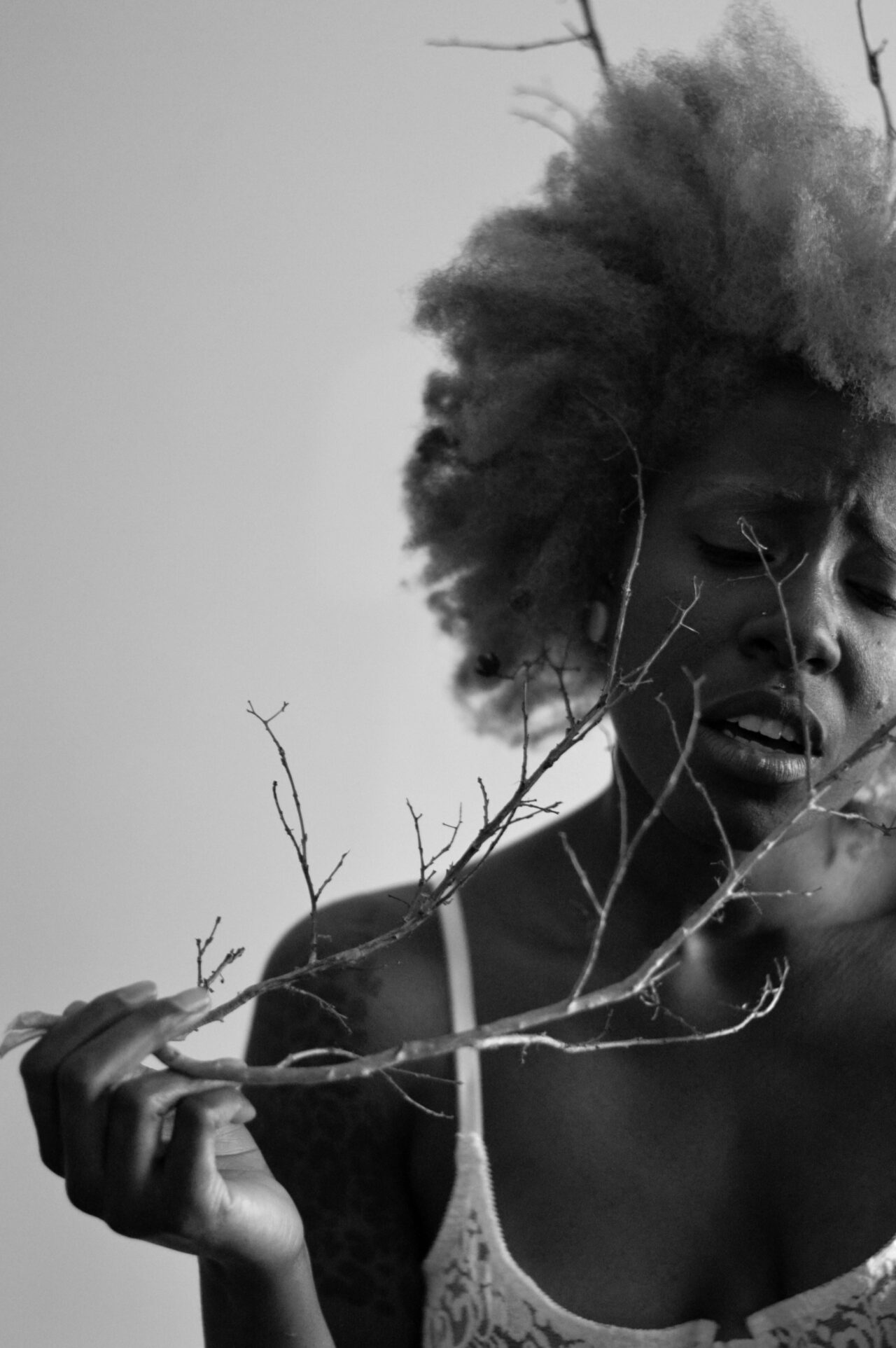 Danny B&W portrait with branches