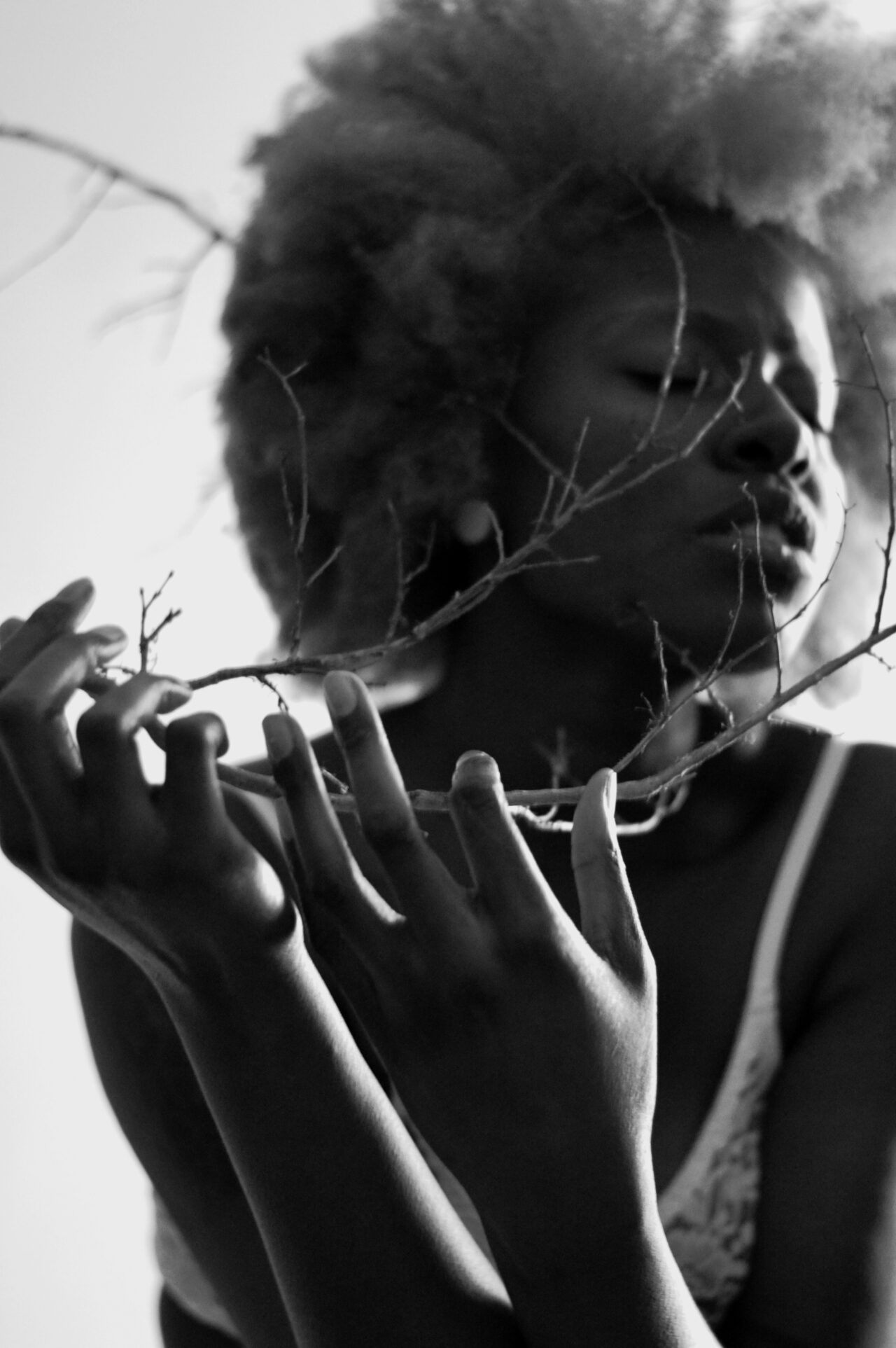 Danny B&W portrait with branches